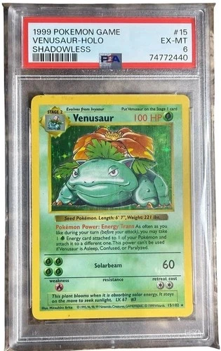 Venusaur 015/102 Base Set (Shadowless) Holo PSA 6 EX-MT