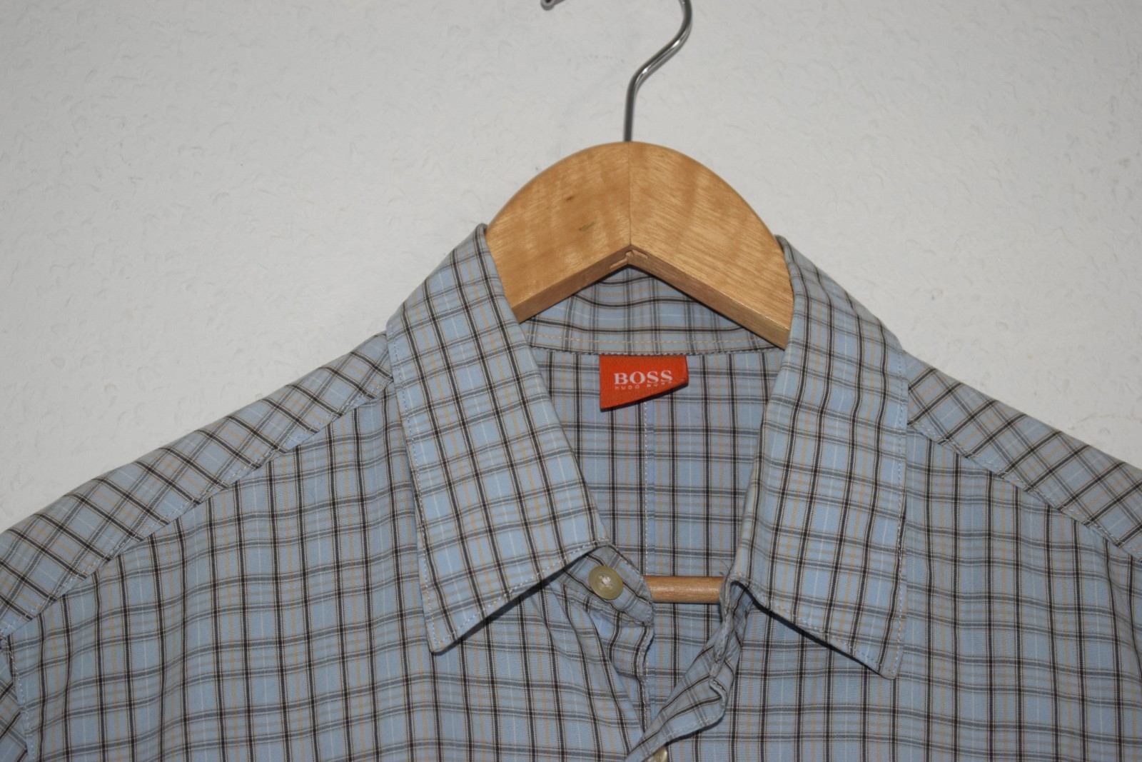 Hugo Boss Blue & Brown Plaid Short Sleeve Shirt image 6
