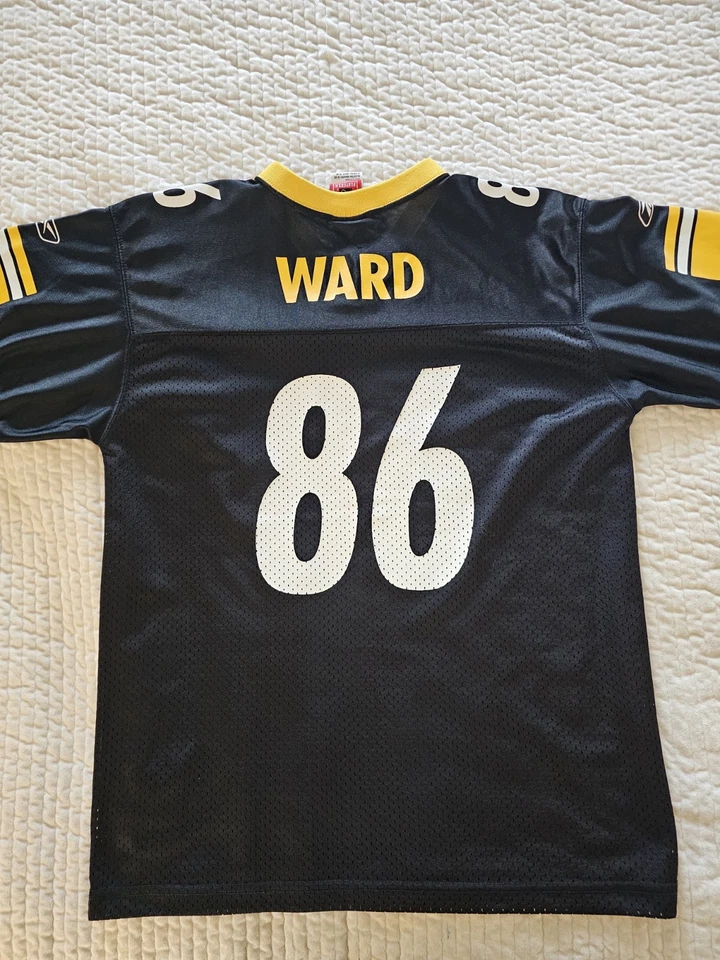 Camiseta de fútbol americano de la NFL Pittsburgh Steelers Reebok para hombre talla L Hines Ward #86 negra Foto 3 de 4