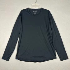 BYLT Premium Basics Mens Large Crewneck Long Sleeve T-Shirt Black Stretch Casual