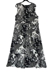 Talbots FLORAL JERSEY MAXI DRESS Plus Sz 2X Black Knit casual Travel Sleeveless