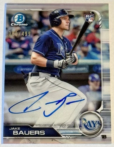 2019 Bowman Chrome Jake Bauers Rookie Refractor Auto /499 Rays Milwaukee Brewers