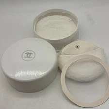 VTG  CHANEL No. 19 White Dusting Bath Powder 8 oz. w/Puff & Screen Almost Full