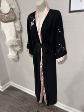 Vintage Oscar De La Renta Pink Label Long Cherry Blossom Robe Medium