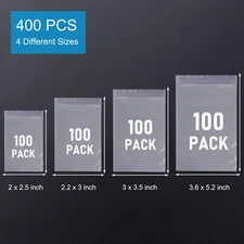 400 Small Plastic Bags Mini Baggies 4 Assorted Sizes Jewelry Clear Zip Seal Pill