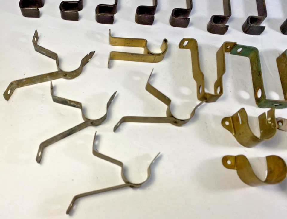 Lote de suportes de haste de cortina sortidos mistos com acabamento em latão e metal vintage MCM - Imagem 3 de 4