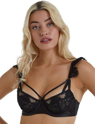 32D Playful Promises Spitzen BH Damen Anneliese Sexy Halbschalen BH Schwarz PP3183