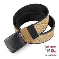 Reversible Nylon Web Belt with YKK Buckle, Metal-Free 125cm/49inches Brown