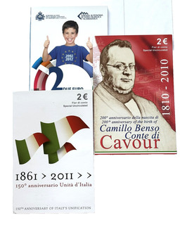 3 x 2 Euro Gedenkmünzen Italien Jahrgänge 2010 2012