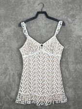 Lulus Dress Womens Large White Floral Lace Mini Lined Sleeveless Romantic