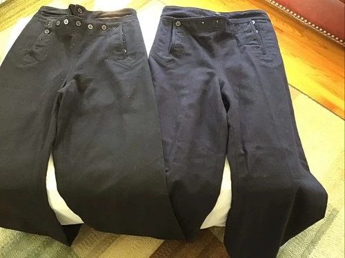 WWII US NAVY Flap Front Sailor Pants Uniform Tied Back Flare Pants Small Lot /2