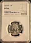1996 D Washington Quarter Clad NGC-CERTIFIED MS66 25¢ Nice Coin