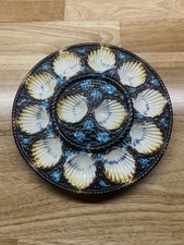 Antique Majolica English Fielding Oyster Plate, 12 Wells Nice Condition 9.75  