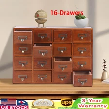 Desk Drawer Organizer Wooden Storage Box Rustic Small Parts Tool Box Cabinet NEW