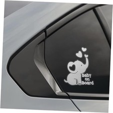 Baby on Board Elephant Car Sticker Decal, Cute Reflective Vinyl Auto Silver