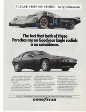 1985 Porsche 962 and 928 featured in a Goodyear Tire vintage print ad