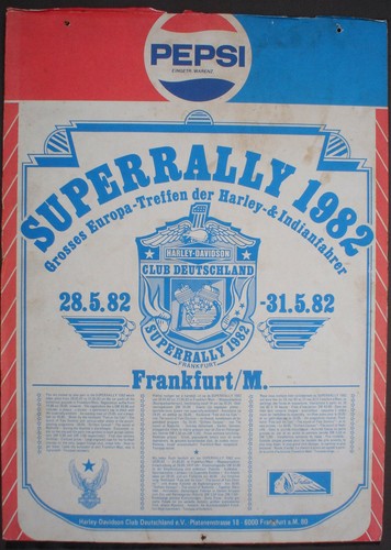 Poster Plakat PEPSI Superralley Harley Davidson 1982 auf Pappe aufgezogen - Afbeelding 1 van 5