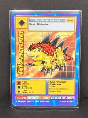 DIGIMON CARD 1999 BANDAI - Gizamon Bo-71 - Rookie Level | eBay