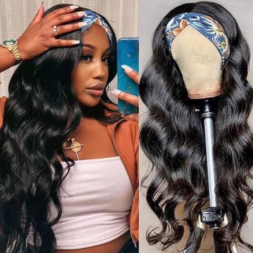 Headband Human Hair Deep Wave Wigs Glueless Curly Headband 18” 150% Natural Colo
