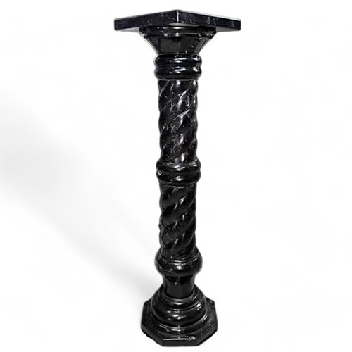 Colonna Classica in Marmo Nero Marquinia con Fusto Ritorto Italian Column H100cm - Picture 2 of 2
