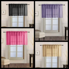 2PC SHEER STRAIGHT VALANCE/PANEL WINDOW CURTAIN TOPPER 55" WIDE X 18" OR 36"LONG