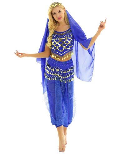 Damen Tanzbekleidung Laterne Kostüm Harem Outfit Cosplay Tanz Schal Bauch Sets - Bild 82 von 139