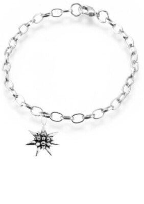 C21 kleine englische Edelweiss Zinn Fußkettchen/Armband handgefertigt in Sheffield