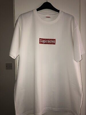 Men's White Supreme Swarovski Box Logo Tee, Size-XL | eBay