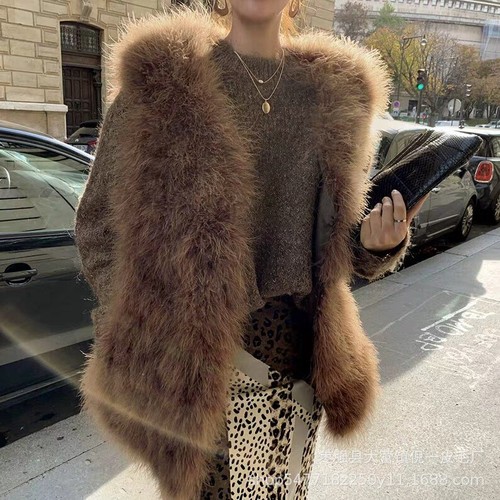 Loose Vest Camisole Real Feather Ostrich Fur Women's Mid Long Vest Winter Coats - Picture 27 of 29