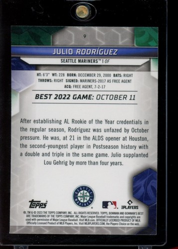 2023 Bowman's Best #9 Julio Rodríguez - Picture 2 of 2