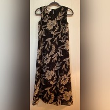 Talbots Dress Women’s 2P Black Floral Midi Crepe Summer 