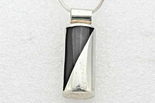 Onyx Pendant with 18 inch Snake Chain REAL SOLID .925 Sterling Silver 17.0 g - Picture 2 of 6