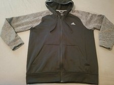 Mens adidas Jacket L Large Black Athletic Gym Workout Hooded