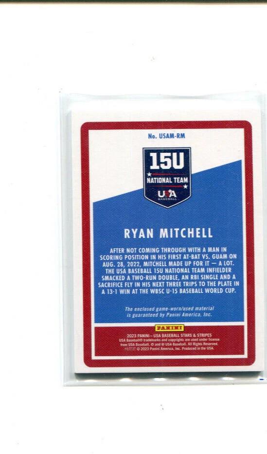 2023 Stars and Stripes 15U USA National Team Ryan Mitchell Jersey 201/250 - Image 2 of 2