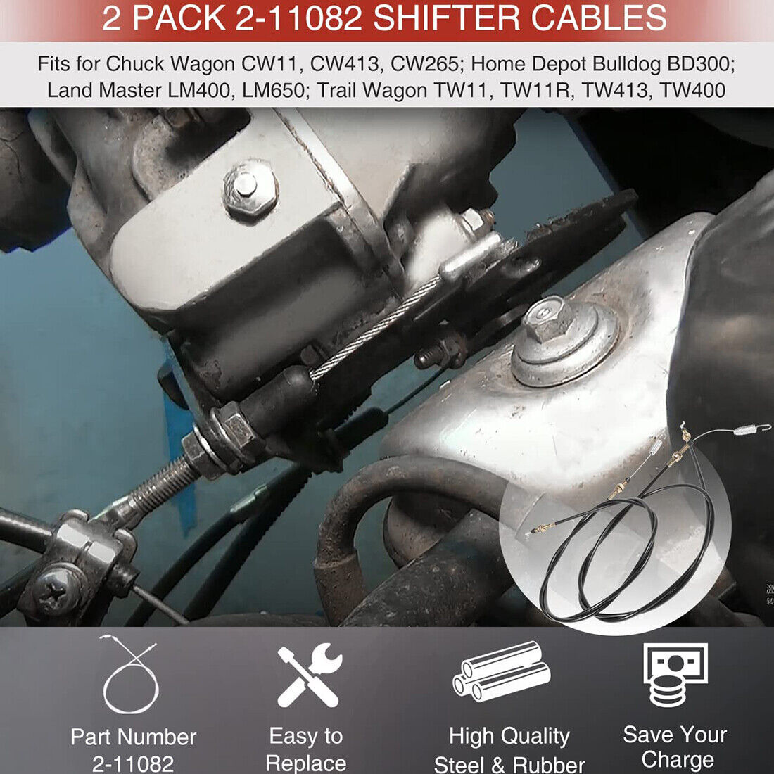 Cables Set of 2 Shifter for Chuck Wagon Trail Wagon 2-11082 American Land Master