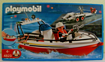 Playmobil Feuerwehrboot 4823 Neu OVP Anhänger Feuerwehr Boot