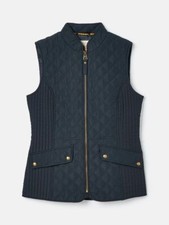 Joules Minx Showerproof Diamond Quilted Gilet In Navy