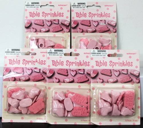 5 Paquets Bébé Douche Table Vermicelles Confetti Rose Fille Fête Décoration - Photo 1 sur 3