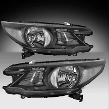 For 2012 2013 2014 Honda CR-V Black Headlights Assembly Clear Corner Lamps Pair