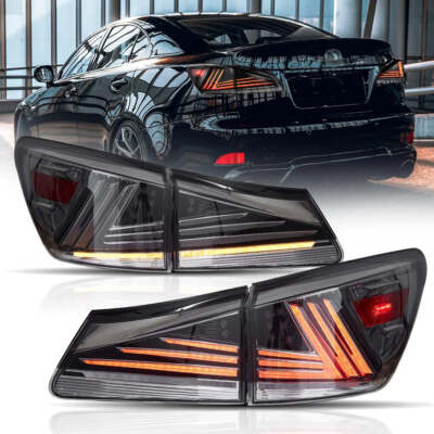 Pair Smoke LED Tail Lights For 2006-2013 2012 Lexus IS250 350 ISF Animation