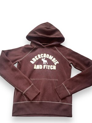90s Abercrombie Fitch Hoodie Medium Brown Vintage Felt Patch