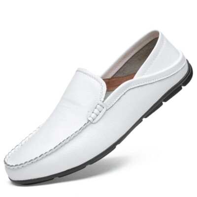 Genuine Leather Casual Slip on Driving Shoes Men's Moccasins Soft Comfortable