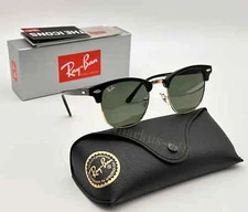 RAY-BAN CLUBMASTER RB3016 51MM BLACK FRAME GREEN LENS SUNGLASSES UNISEX VINTAGE