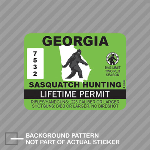Georgia Sasquatch Hunting Permit Sticker – Die Cut Decal, Bigfoot 4x3 Inches - View #2