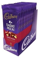 Cadbury Chocolate Candy Bar, Fruit and Nut, 3.5 Ounce (Pack of 14)