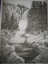  * TRI CHEM 7241 B MOUNTAIN WATERFALL PINE TREES Picture TRICHEM