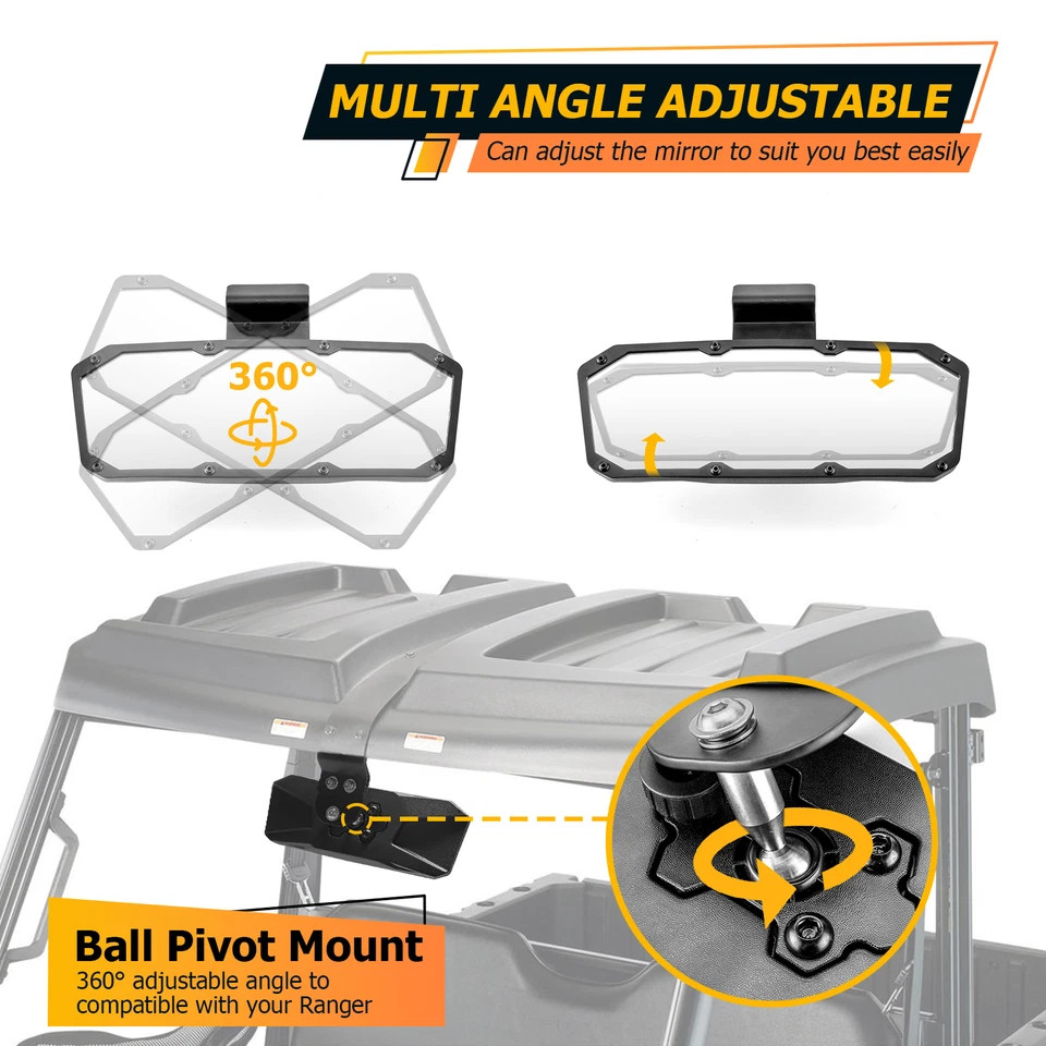 Motor limpiaparabrisas eléctrico 12V + espejo retrovisor central para Polaris Ranger 1000 XP 900 Foto 4 de 4