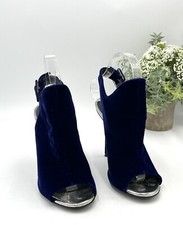 Giuseppe Zanotti Veronica Blue Suede Open Toe Slingback Stiletto Heel 37.5/7