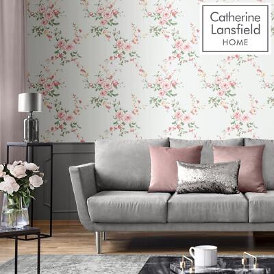 Canterbury Florale Tapete Catherine Lansfield Blume Rot/Grau Muriva 165506