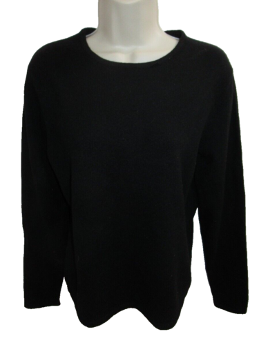 Charter Club 100% 2-ply Cashmere Black Crew Neck Sweater Size S - Picture 1 of 4